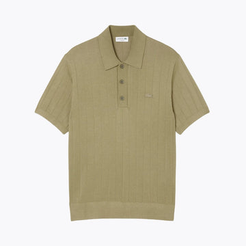 Pull polo à col côtelé en maille fluide LC