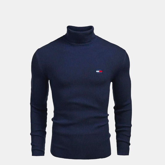 TH Pull en laine à col roulé et torsades